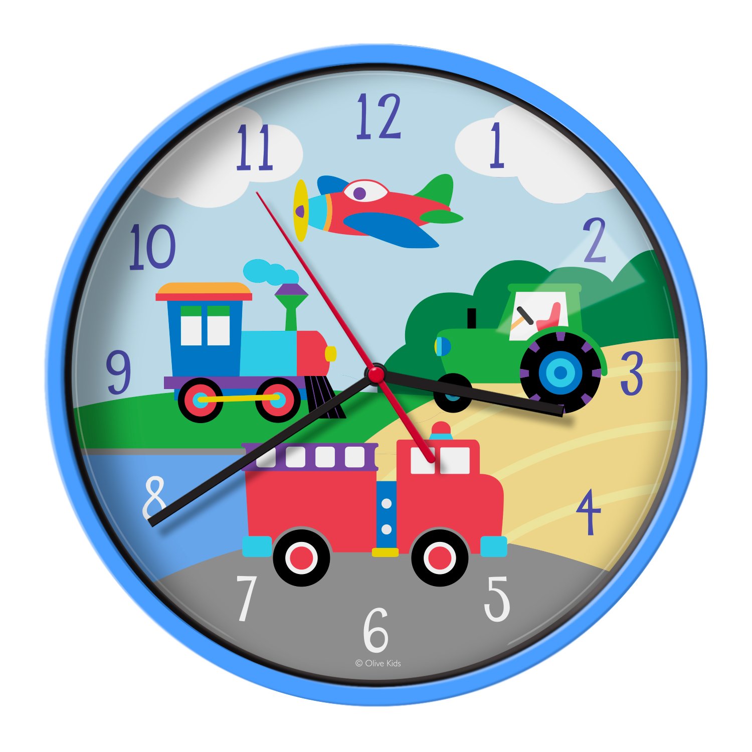 Olive Kids Trains, Planes, Trucks Wall Clock