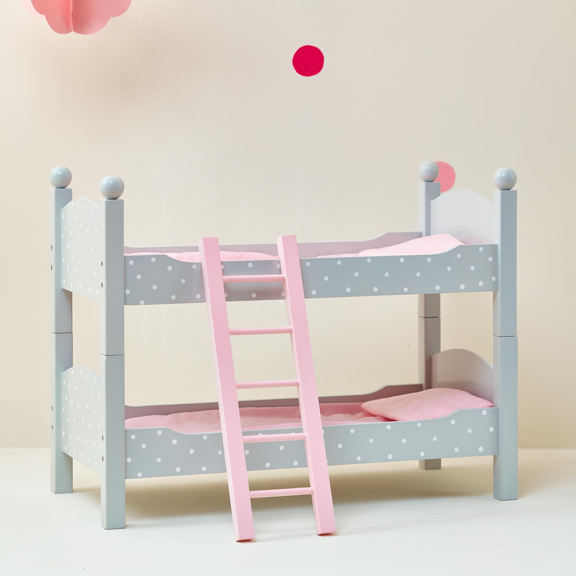 Olivia's Little World - Polka Dots Princess 18" Doll Double Bunk Bed - Grey