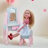Olivia's Little World - Polka Dots Princess 18" Doll Vanity Table & Stool Set - Grey