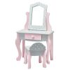 Olivia's Little World - Polka Dots Princess 18" Doll Vanity Table & Stool Set - Grey