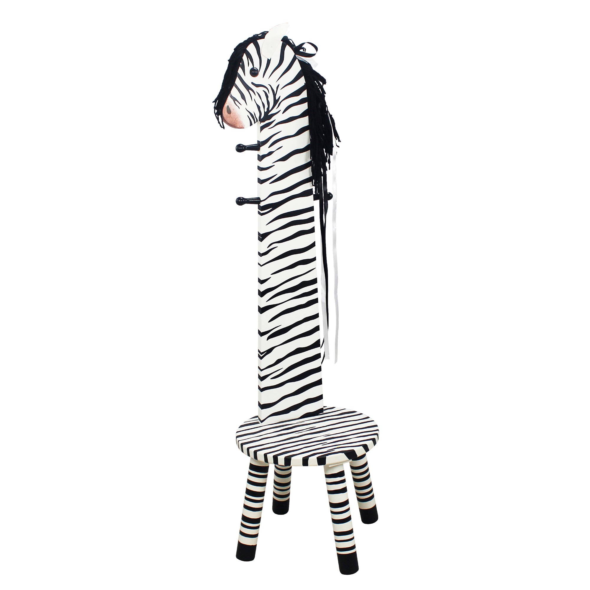 Teamson Kids- Safari Stool with Coat Rack - Zebra
