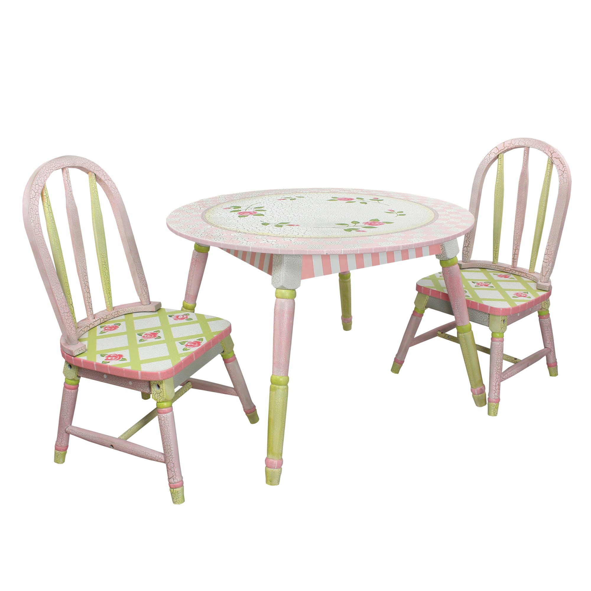 Fantasy Fields - Crackled Rose Table & Set of 2 Chairs