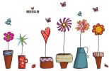 Wall Decal Stickers Flowers Insect Butterfly Potted Plant Home Decor Bedroom