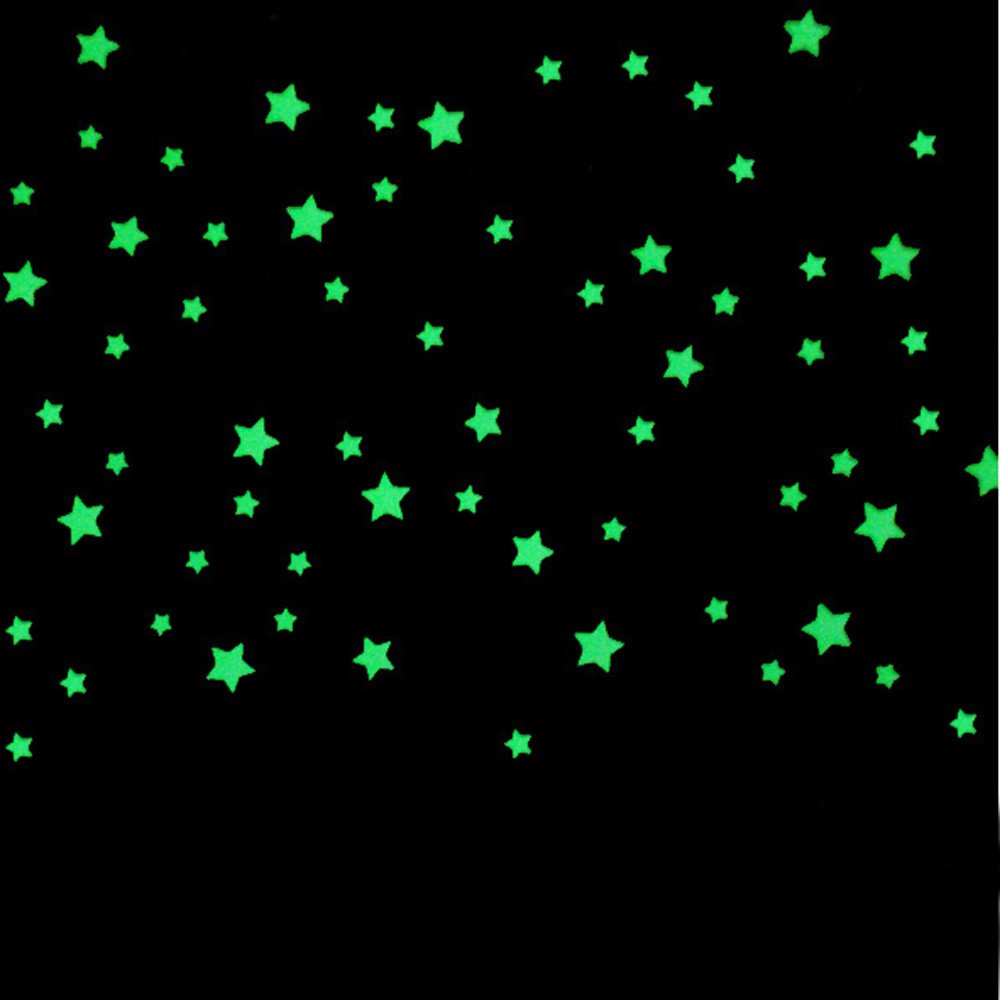 100PC Kids Bedroom Beautiful Fluorescent Glow In The Dark Stars Wall Stickers