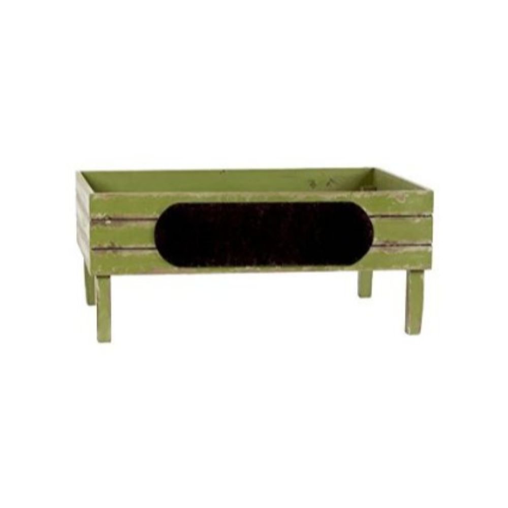 Wooden Crate with Black Stadium Label - Yellow Green